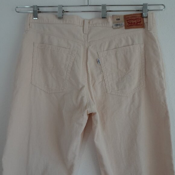 Levi's Corduroy Pants Jeans Women's Size 33x31 Ivory Cords Baggy Straight Leg - Picture 6 of 13